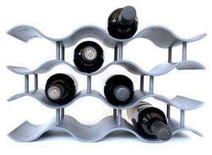 Gray Eco WAVE Wine Rack, Stackable Countertop Wine Bottle Stand - bariboo