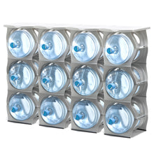 Load image into Gallery viewer, ECO pack SILVER Water Bottle Rack for 12 bottles PLUS top shelves, 3 &amp; 5 gallon jugs storage - bariboo