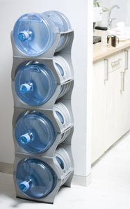 SILVER Water Bottle Rack for 4 bottles, 3 & 5 gallon jugs storage - bariboo